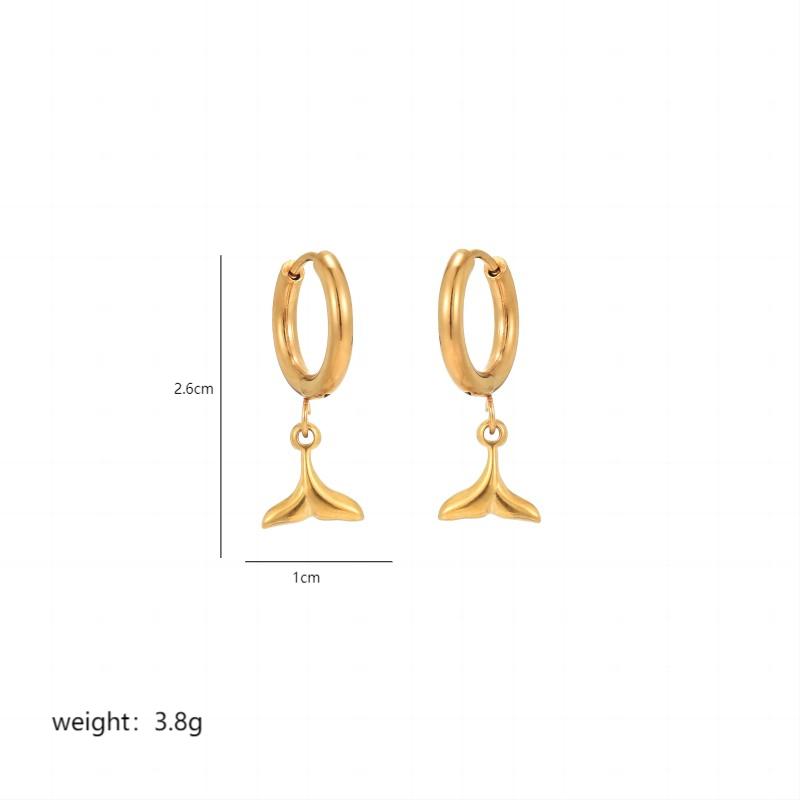 1 Pair Simple Style Fish Tail Polishing Plating Stainless Steel 18K Gold Plated Drop Earrings display picture 2
