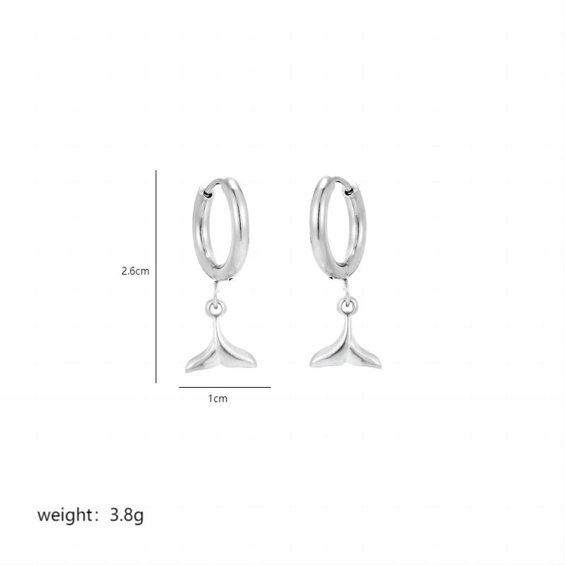 1 Pair Simple Style Fish Tail Polishing Plating Stainless Steel 18K Gold Plated Drop Earrings display picture 3