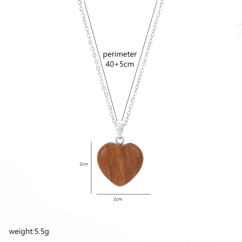 Elegant Heart Shape Stainless Steel Natural Stone 18K Gold Plated Natural Stone Pendant Necklace In Bulk display picture 5