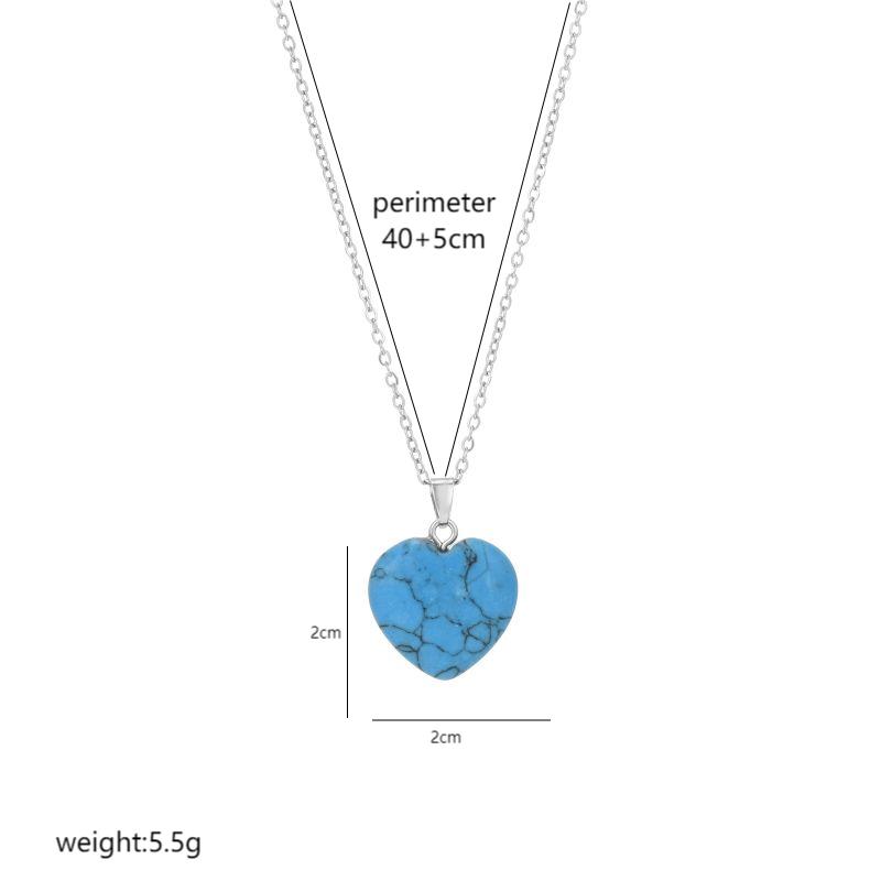 Elegant Heart Shape Stainless Steel Natural Stone 18K Gold Plated Natural Stone Pendant Necklace In Bulk display picture 4