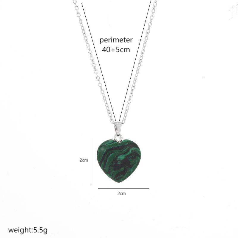 Elegant Heart Shape Stainless Steel Natural Stone 18K Gold Plated Natural Stone Pendant Necklace In Bulk display picture 6