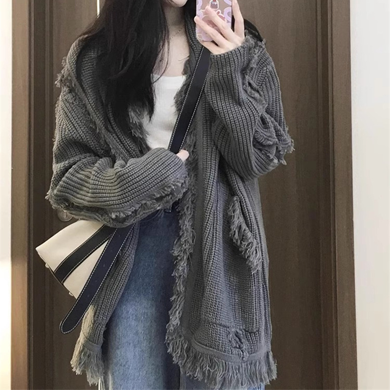 Women's Knitwear Long Sleeve Sweaters & Cardigans Tassel Preppy Style Solid Color display picture 9