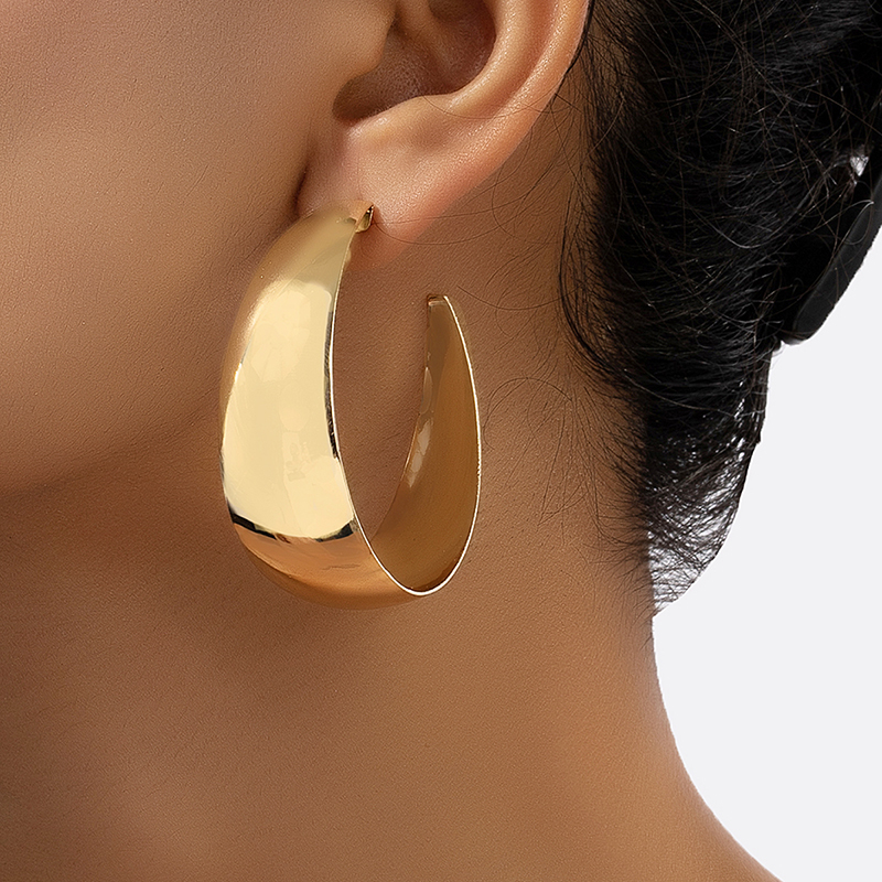 1 Pair Simple Style Solid Color Plating Ferroalloy 14k Gold Plated Hoop Earrings display picture 10