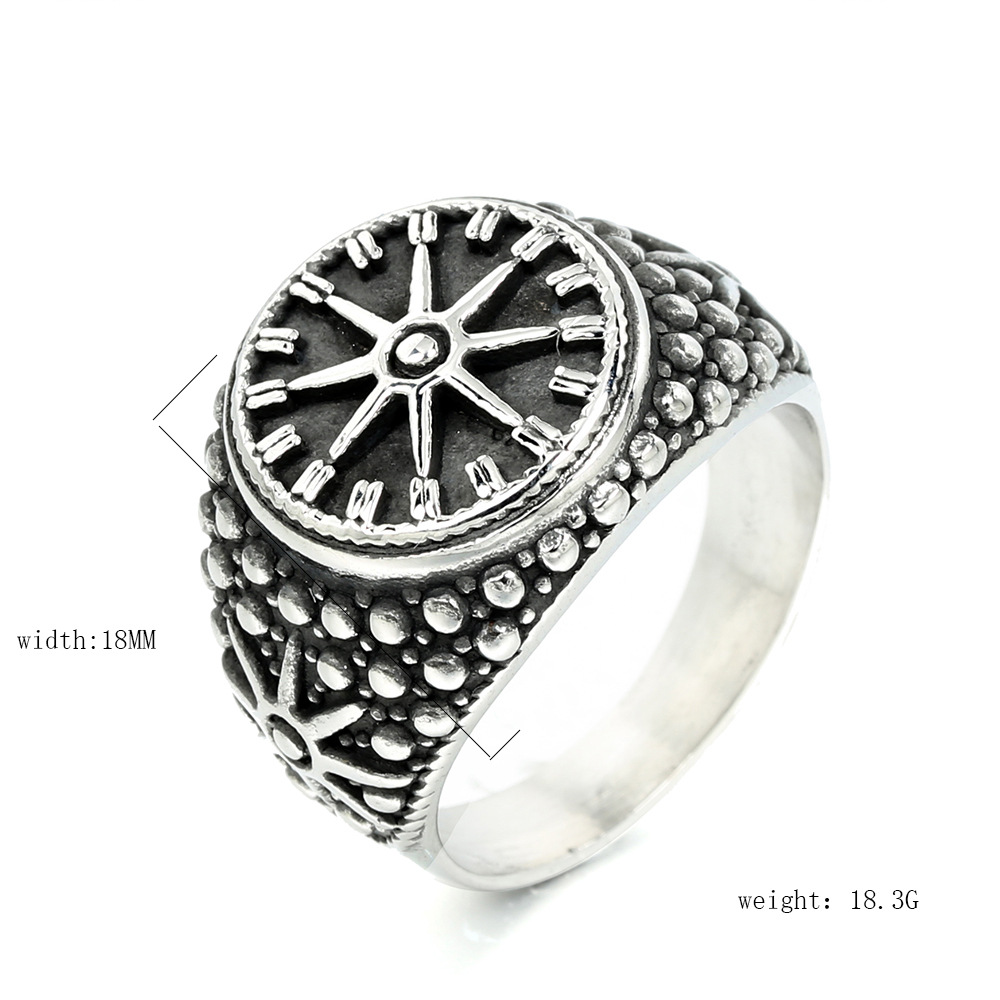 Cool Style Compass Stainless Steel Polishing None Men's Rings display picture 1