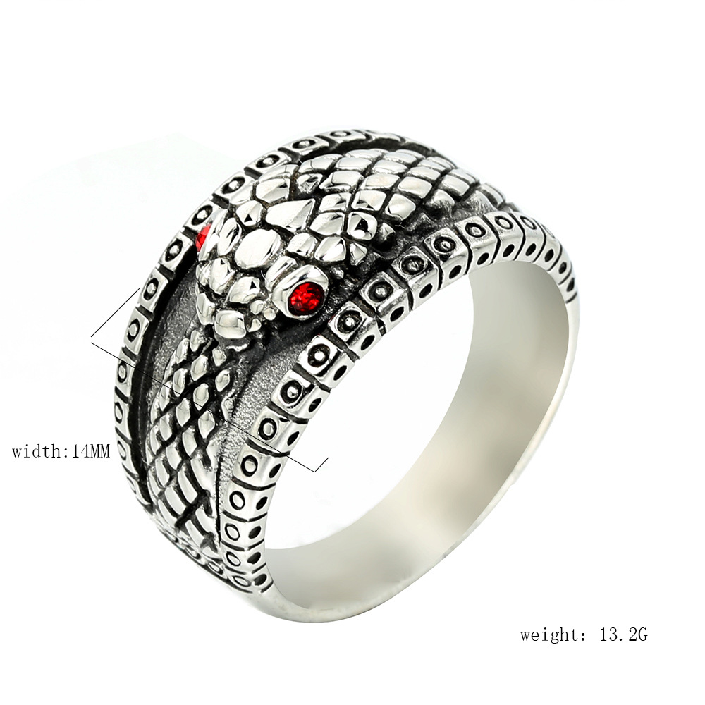 Retro Simple Style Snake Stainless Steel Polishing Inlay Zircon Men's Rings display picture 1