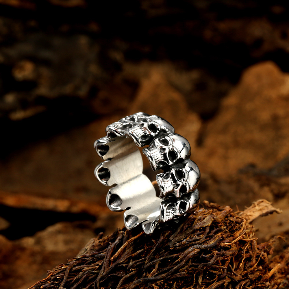 Casual Retro Skull Stainless Steel Polishing Men's Rings display picture 2