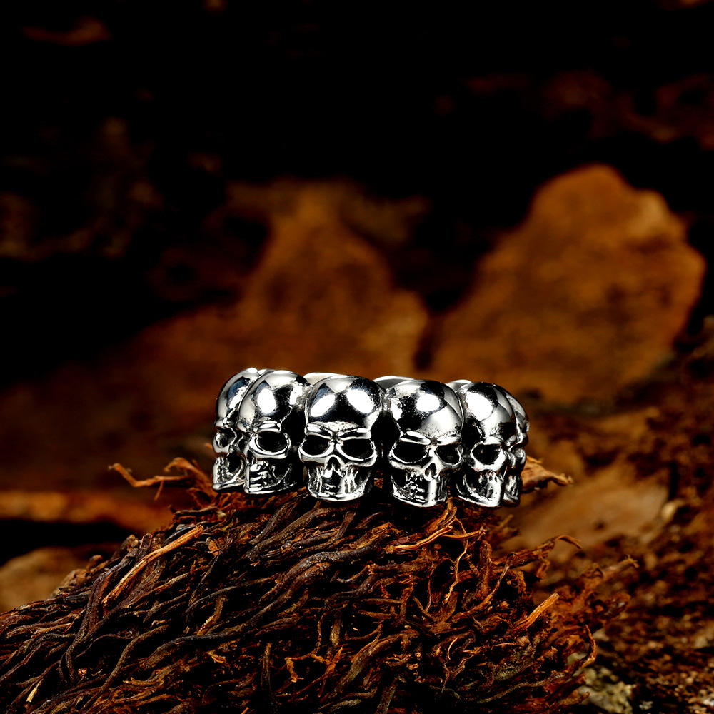 Casual Retro Skull Stainless Steel Polishing Men's Rings display picture 4