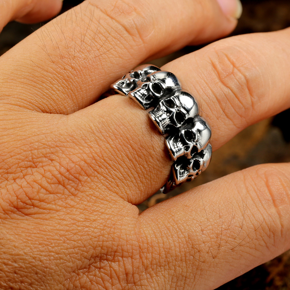 Casual Retro Skull Stainless Steel Polishing Men's Rings display picture 5