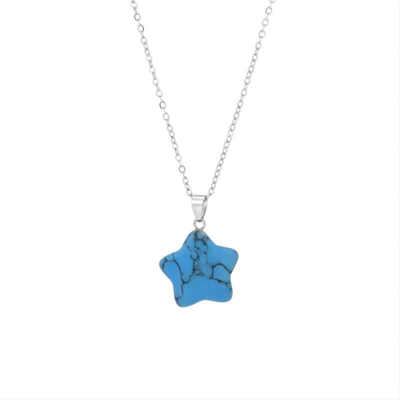 Simple Style Star Stainless Steel Natural Stone Pendant Necklace In Bulk display picture 8