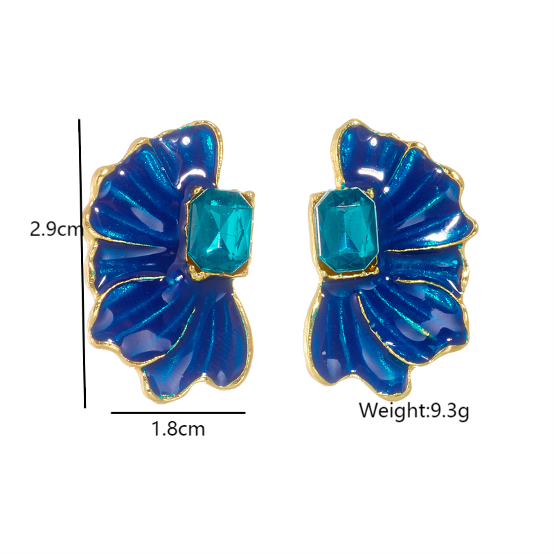 Wholesale Jewelry Ig Style Romantic Flower Alloy Rhinestones Enamel Lacquer Painting Inlay Ear Studs display picture 7