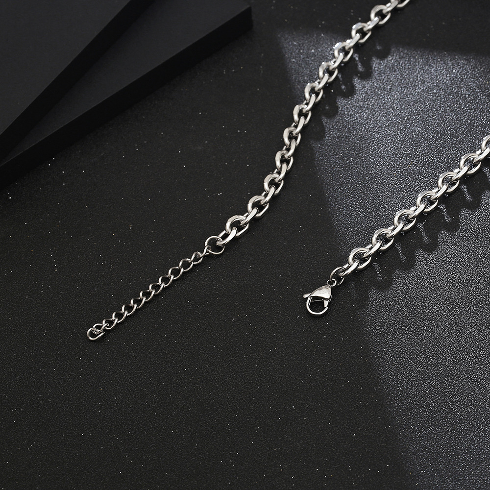 304 Stainless Steel Casual Simple Style Chain Inlay Rectangle Gem Pendant Necklace Long Necklace display picture 4