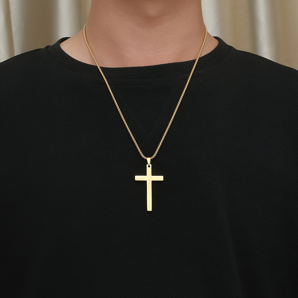 304 Stainless Steel 18K Gold Plated Casual Simple Style Plating Cross Pendant Necklace display picture 6