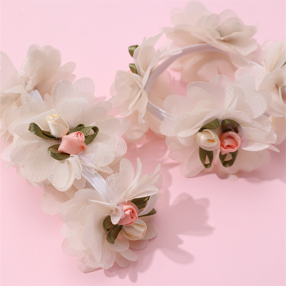 Cute Sweet Flower Cloth Appliques Hair Tie display picture 3