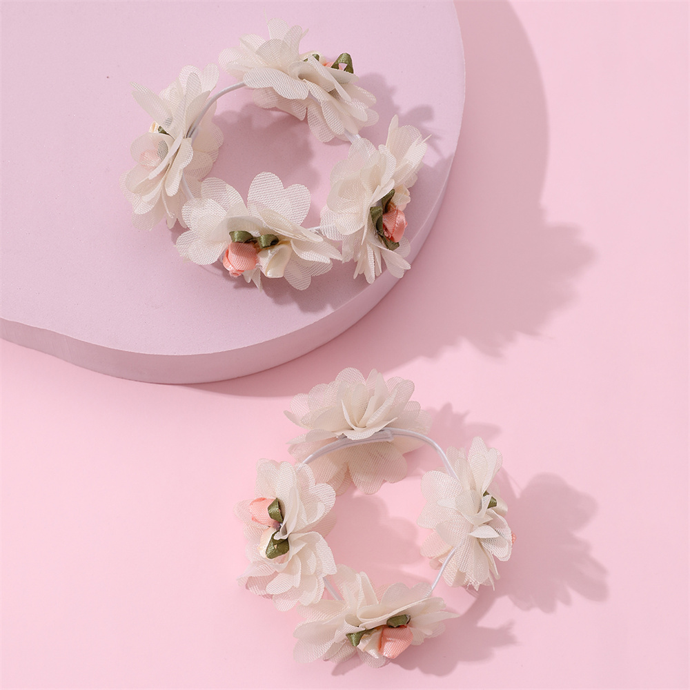 Cute Sweet Flower Cloth Appliques Hair Tie display picture 5