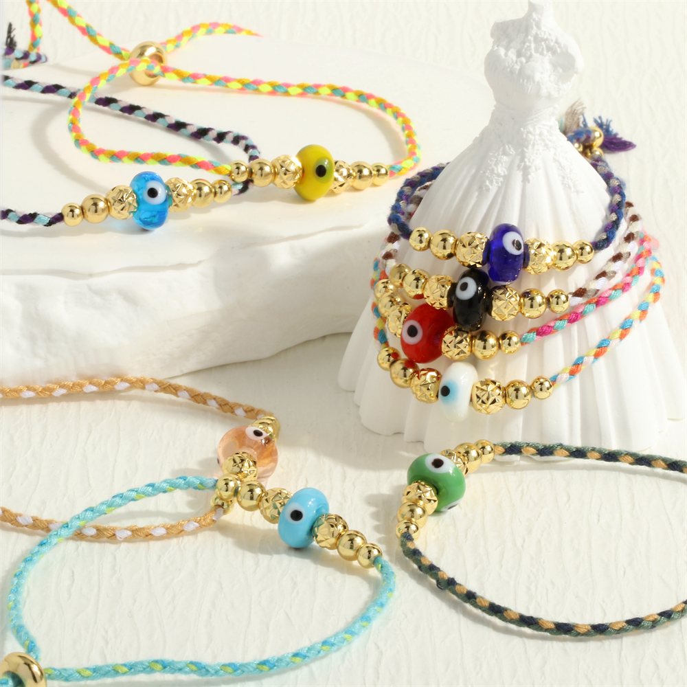 Bohemian Streetwear Devil's Eye Glass Rope Knitting Women's Bracelets display picture 3