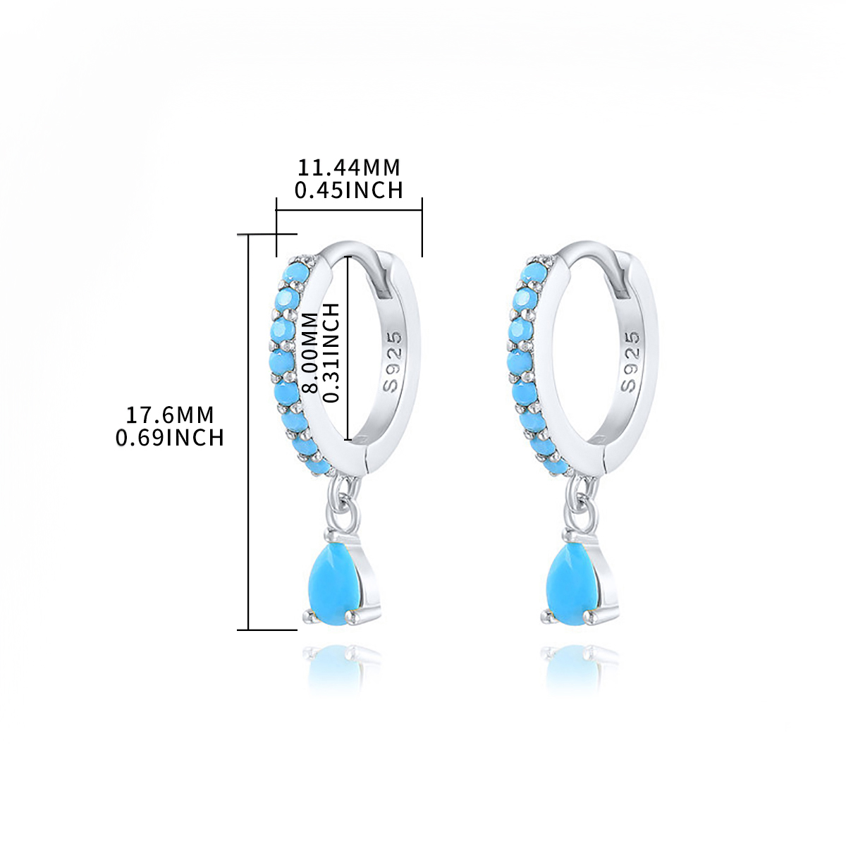 1 Pair Simple Style Round Water Droplets Inlay Sterling Silver Zircon Drop Earrings display picture 1