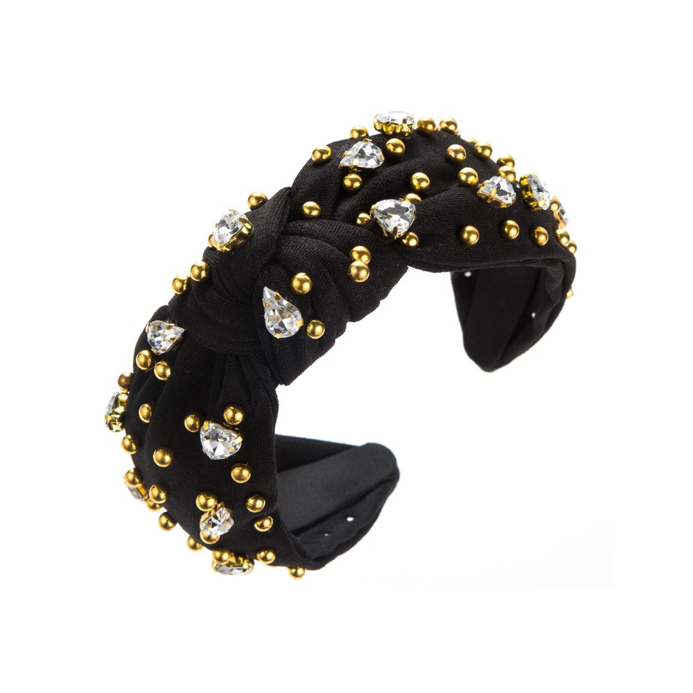 Vintage Style Water Droplets Beaded Cloth Inlay Rhinestones Hair Band display picture 4