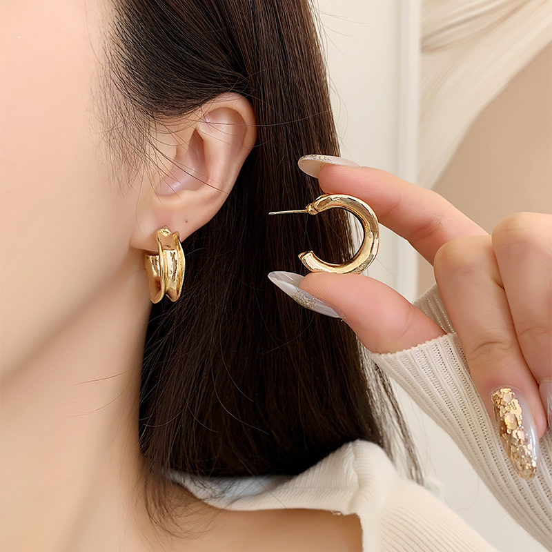 Wholesale Jewelry Hip-hop Vintage Style Punk Solid Color Alloy White Gold Plated Gold Plated Plating Ear Studs display picture 5