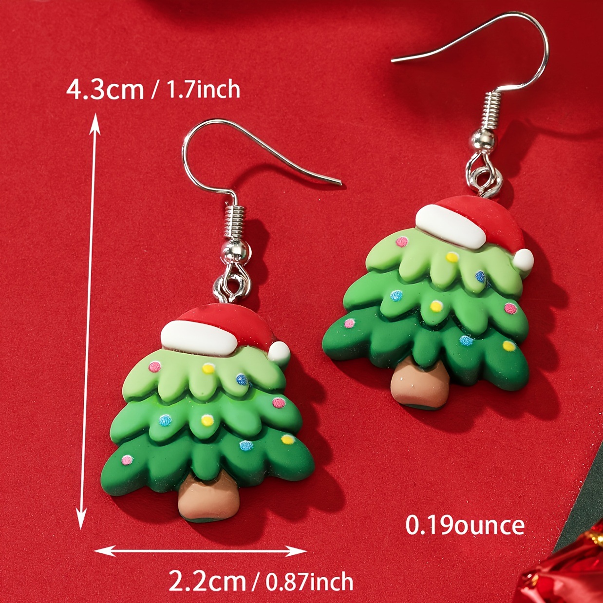 حلو شجرة عيد الميلاد مادة صمغية الفتيات الأقراط المعلقة display picture 1