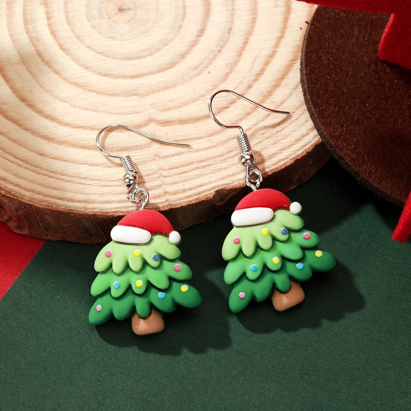 Sweet Christmas Tree Resin Girl's Drop Earrings display picture 2