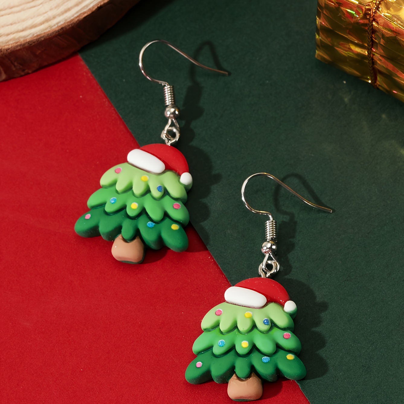 Sweet Christmas Tree Resin Girl's Drop Earrings display picture 3