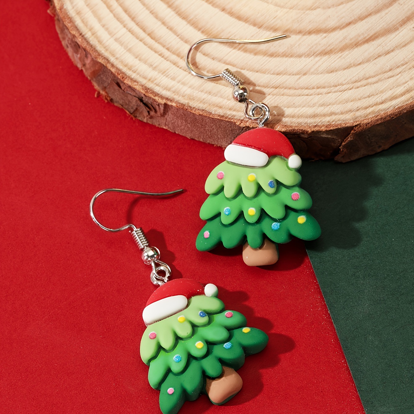 Sweet Christmas Tree Resin Girl's Drop Earrings display picture 4