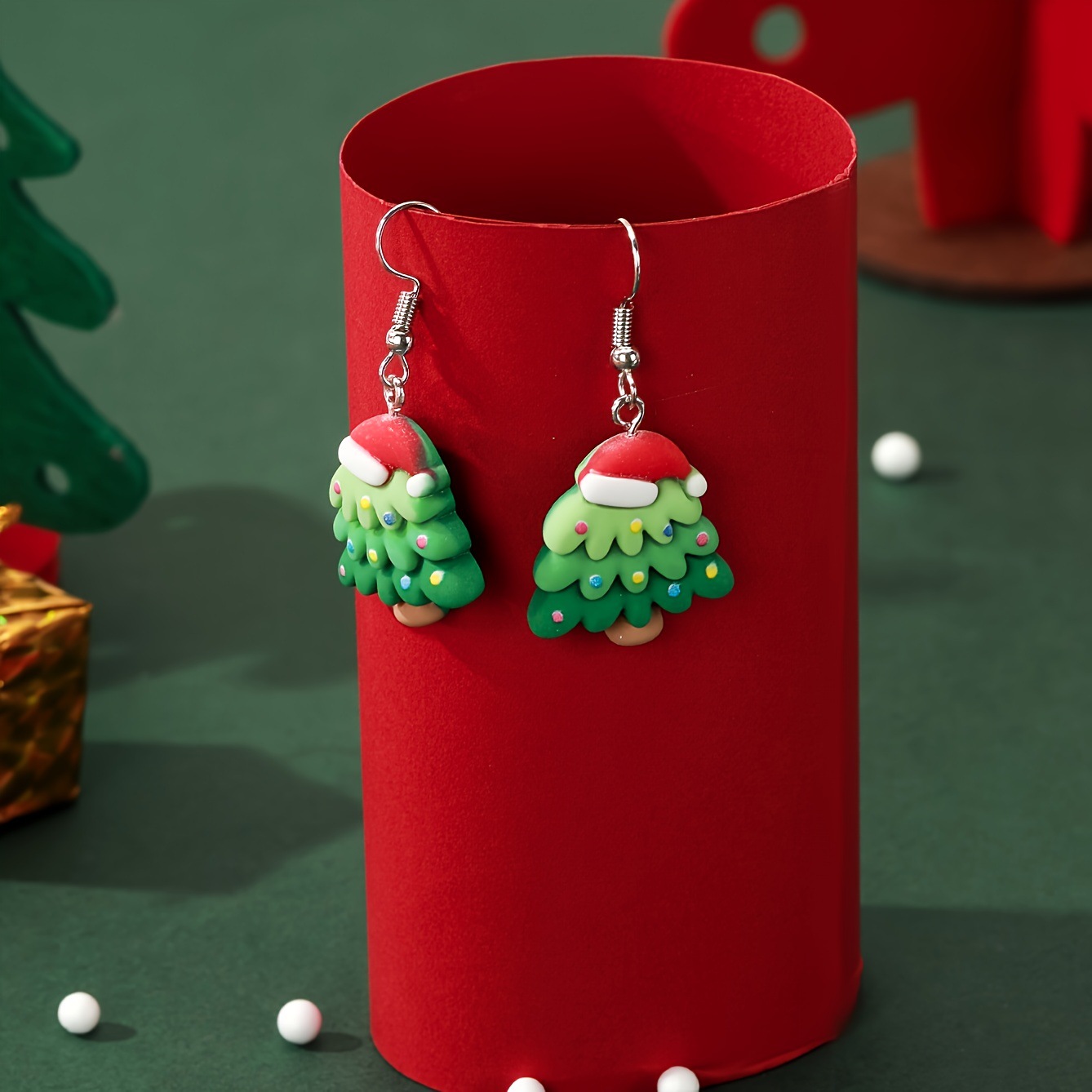 Sweet Christmas Tree Resin Girl's Drop Earrings display picture 5