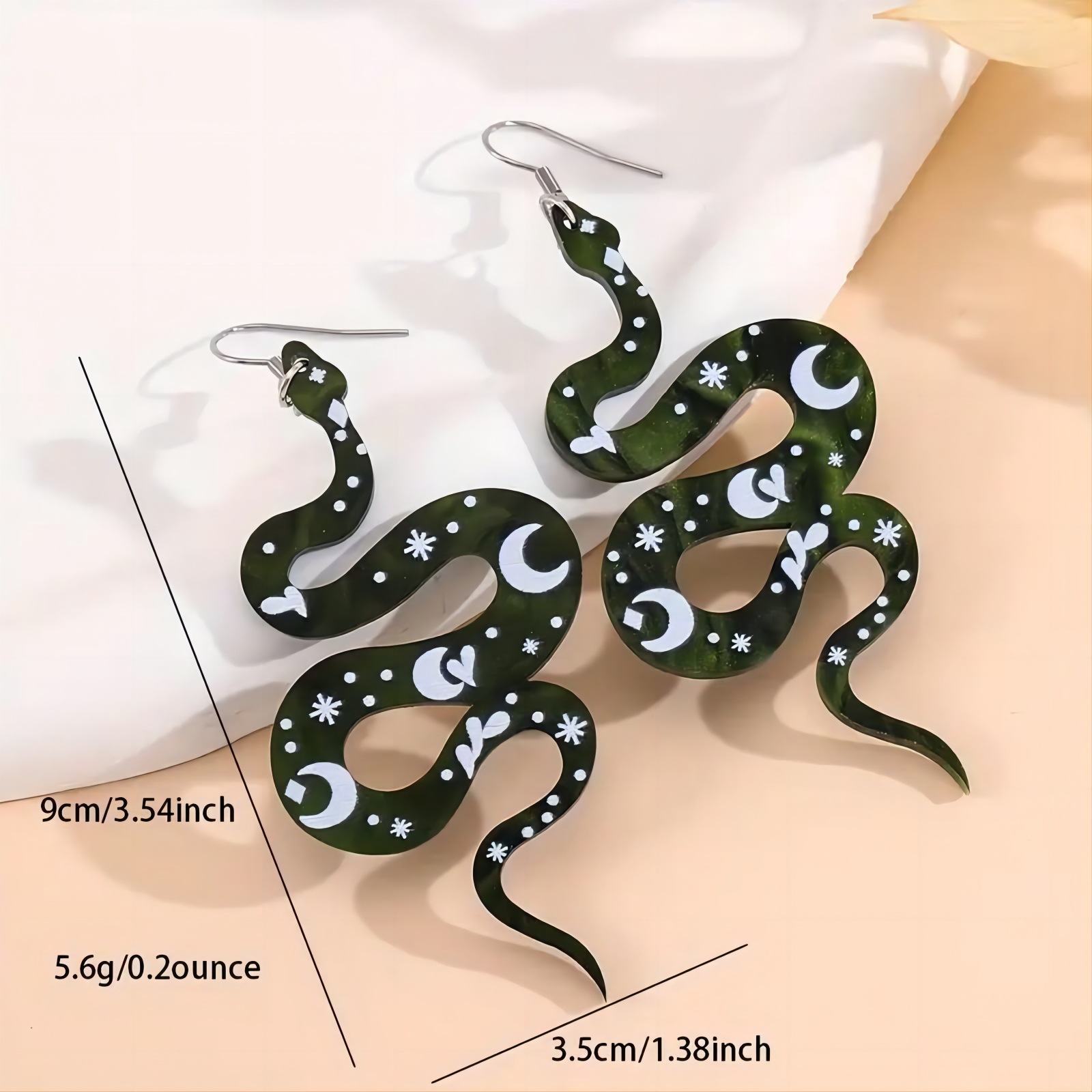 1 Pair Simple Style Snake Epoxy Arylic Drop Earrings display picture 1