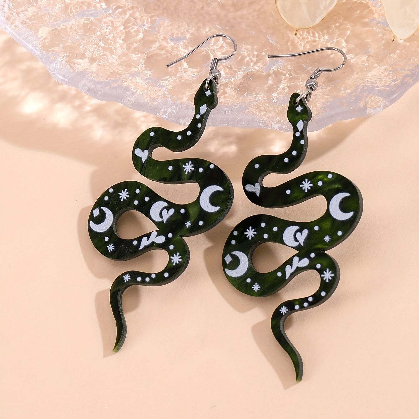 1 Pair Simple Style Snake Epoxy Arylic Drop Earrings display picture 2