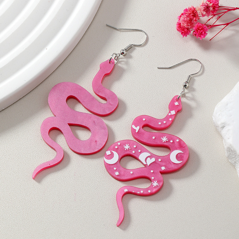 1 Pair Simple Style Snake Epoxy Arylic Drop Earrings display picture 4