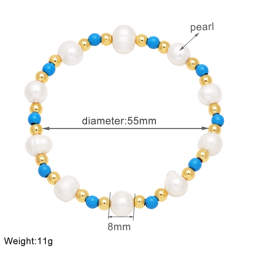 Pastoral Simple Style Round Baroque Pearls Plating 18k Gold Plated Women's Bracelets display picture 5