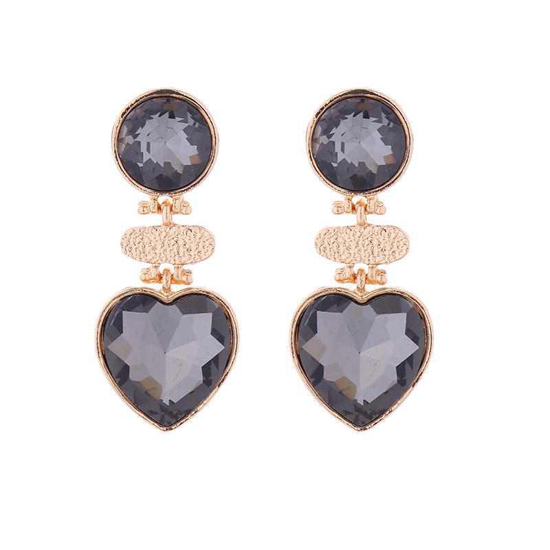 1 Pair Retro Round Heart Shape Inlay Alloy Glass Drill Drop Earrings display picture 10