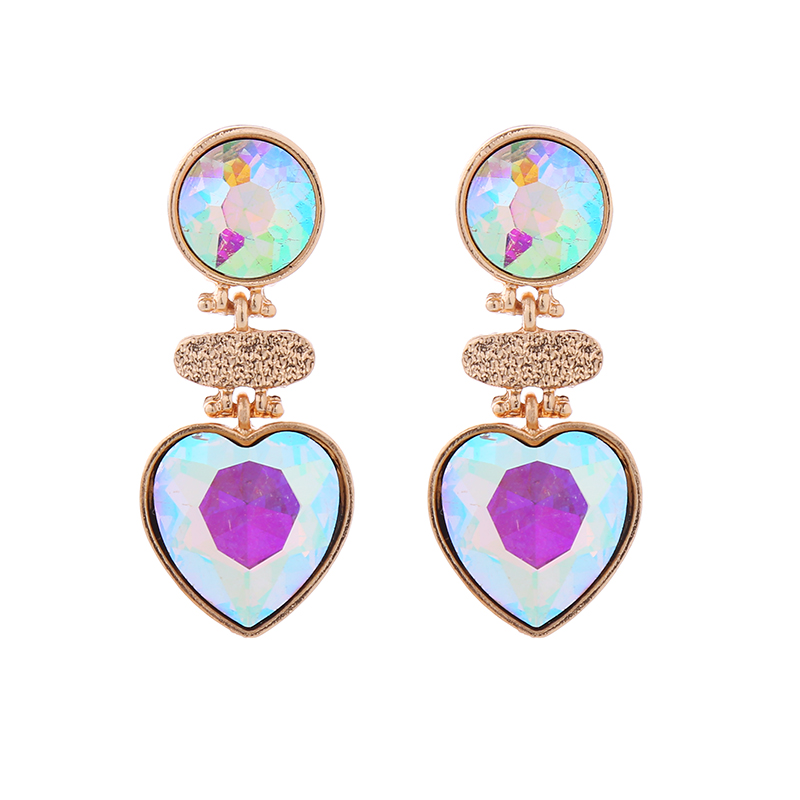 1 Pair Retro Round Heart Shape Inlay Alloy Glass Drill Drop Earrings display picture 9