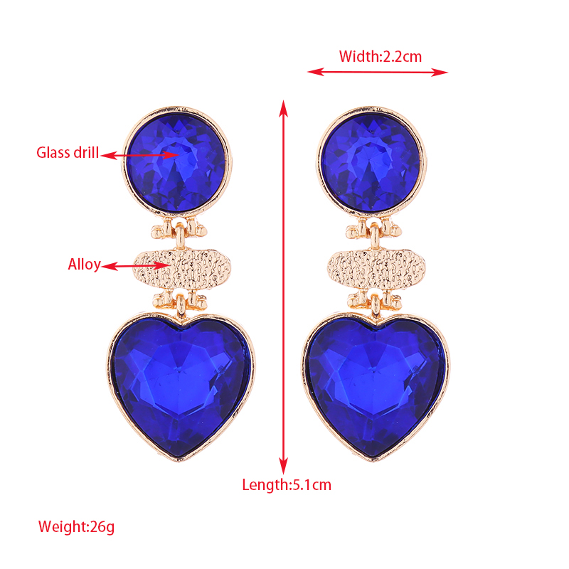 1 Pair Retro Round Heart Shape Inlay Alloy Glass Drill Drop Earrings display picture 1