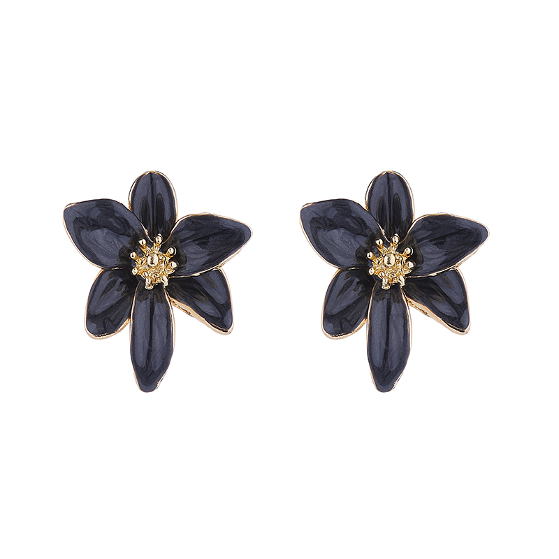 1 Pair Sweet Pastoral Flower Petal Enamel Flowers Alloy Gold Plated Ear Studs display picture 10