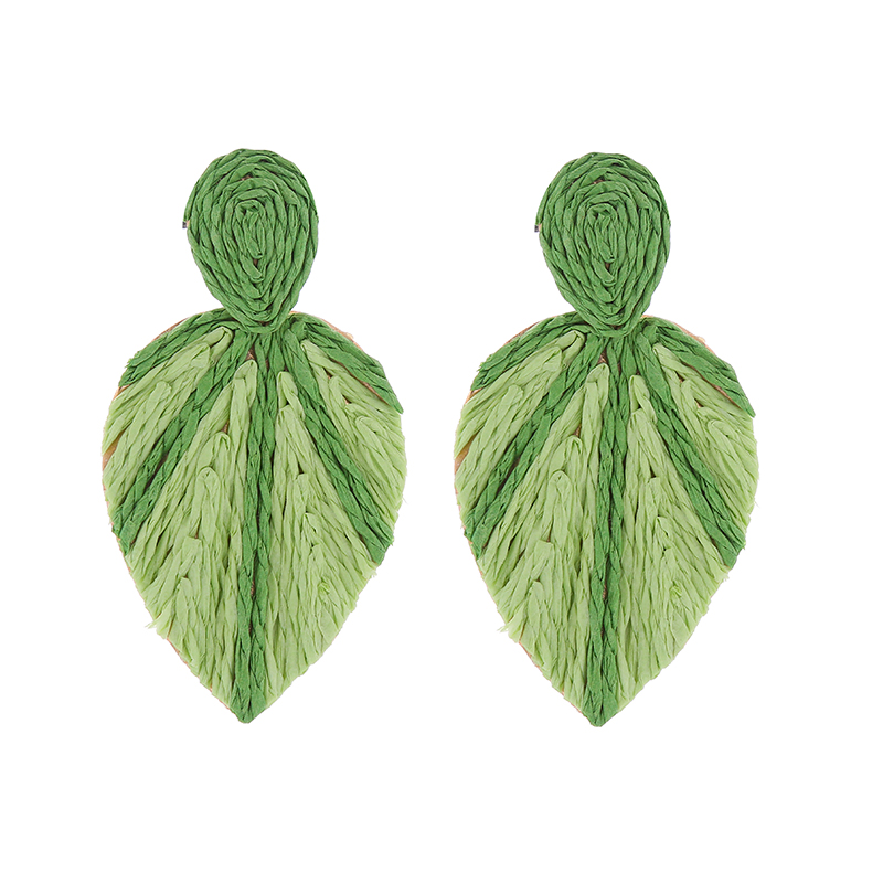 1 Pair Elegant Pastoral Leaves Raffia Drop Earrings display picture 5
