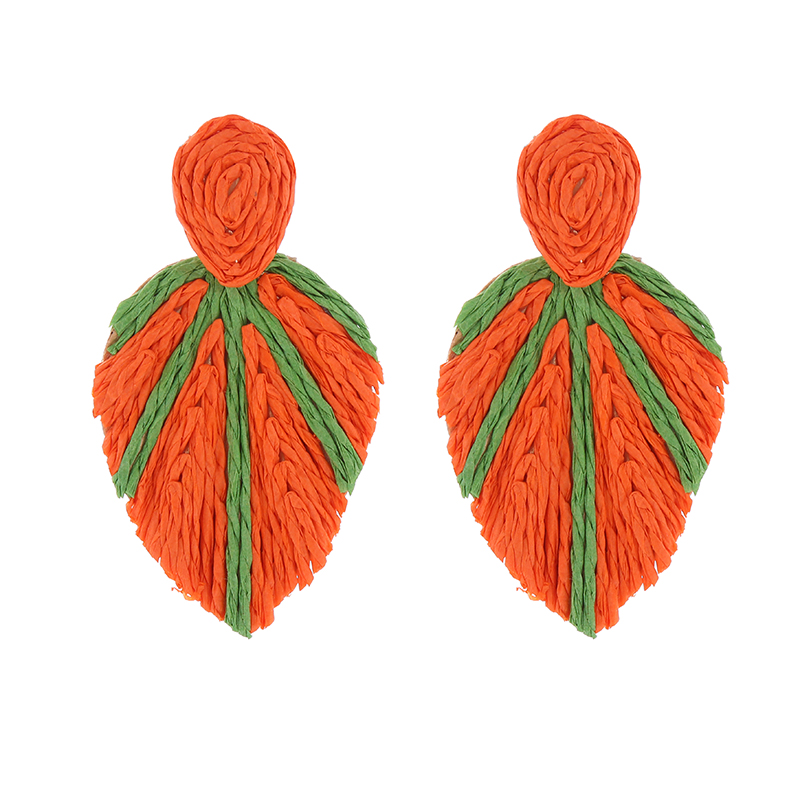 1 Pair Elegant Pastoral Leaves Raffia Drop Earrings display picture 7