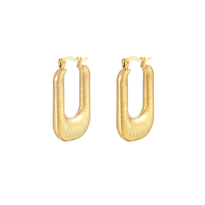 1 Pair Vintage Style Simple Style U Shape Solid Color Plating Stainless Steel 18k Gold Plated Earrings display picture 4