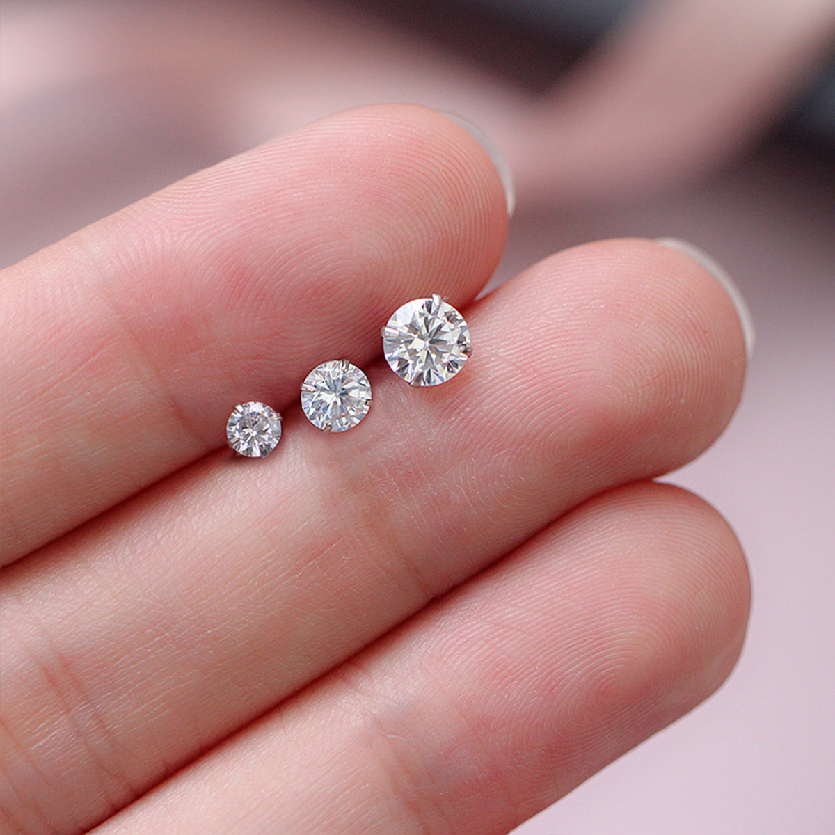 1 Jeu Style Simple Rond Placage Incruster Argent Sterling Zircon Boucles D'oreilles display picture 7