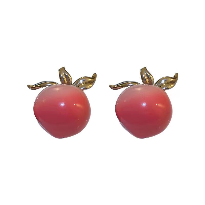 1 Pair Simple Style Peach Enamel Alloy Ear Studs display picture 1