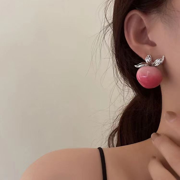 1 Pair Simple Style Peach Enamel Alloy Ear Studs display picture 3