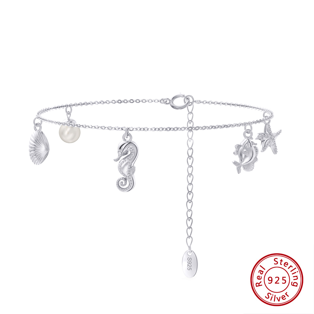 Classic Style Starfish Hippocampus Sterling Silver Plating Chain Shell Zircon 14k Gold Plated White Gold Plated Silver Plated Bracelets display picture 2