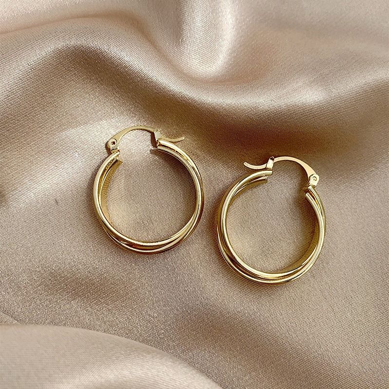 1 Pair Simple Style Circle Solid Color Plating Alloy Gold Plated Earrings display picture 8