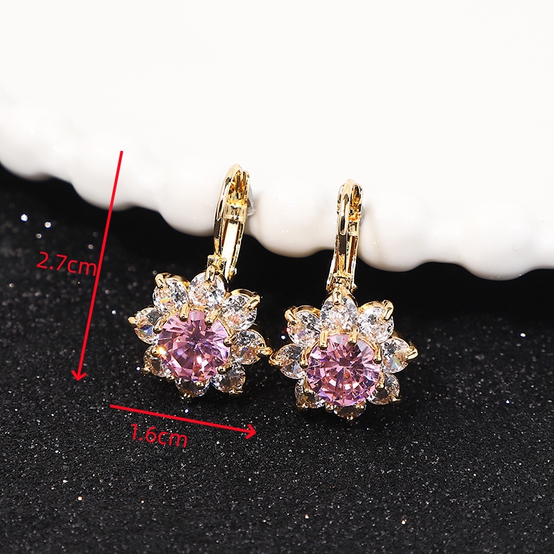 1 Pair Romantic Shiny Flower Plating Inlay Copper Zircon Gold Plated Drop Earrings display picture 1