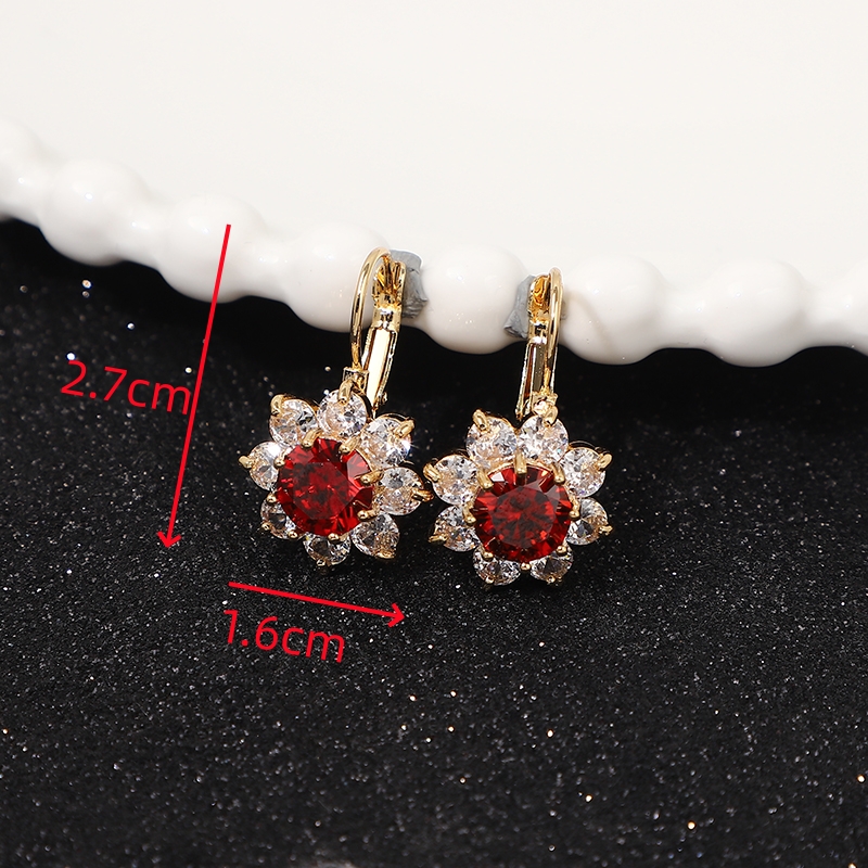 1 Pair Romantic Shiny Flower Plating Inlay Copper Zircon Gold Plated Drop Earrings display picture 2
