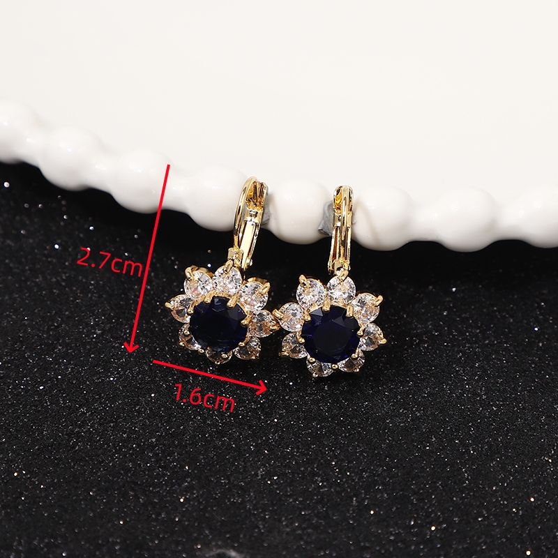 1 Pair Romantic Shiny Flower Plating Inlay Copper Zircon Gold Plated Drop Earrings display picture 3