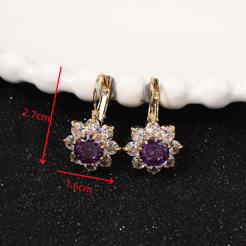 1 Pair Romantic Shiny Flower Plating Inlay Copper Zircon Gold Plated Drop Earrings display picture 6