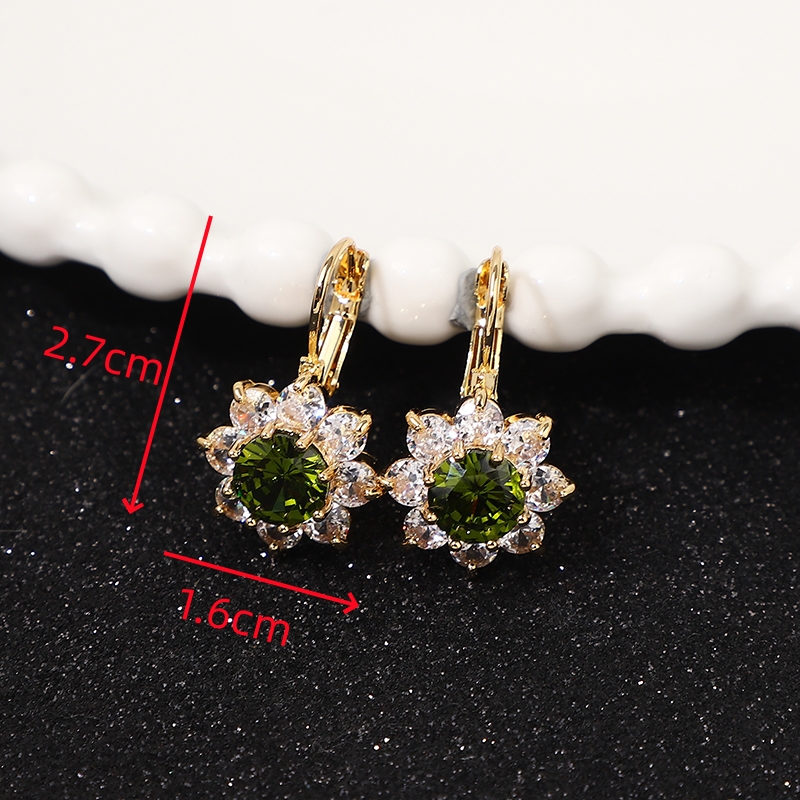 1 Pair Romantic Shiny Flower Plating Inlay Copper Zircon Gold Plated Drop Earrings display picture 7