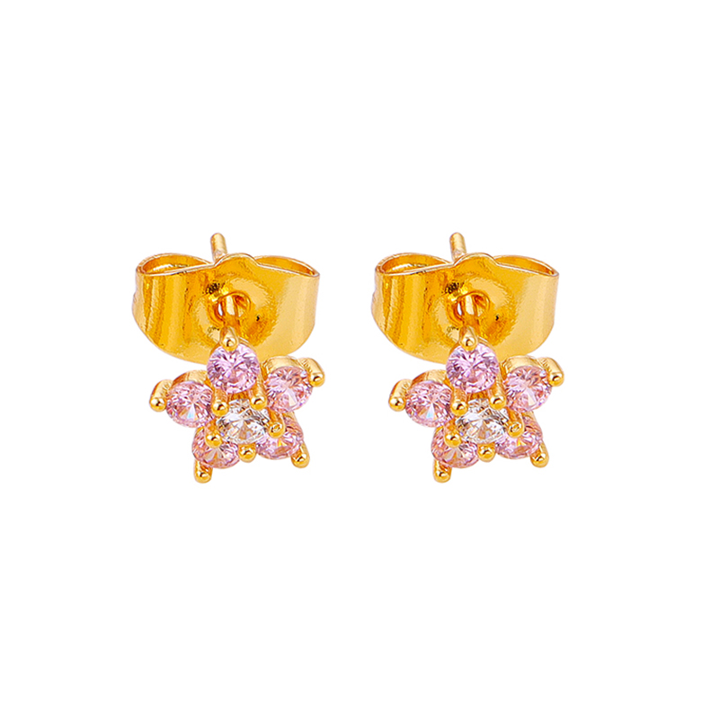 1 Pair Simple Style Flower Plating Inlay Copper Zircon White Gold Plated Gold Plated Ear Studs display picture 5
