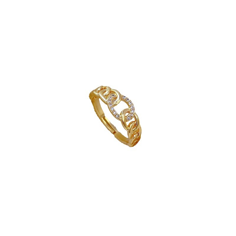 Brass Simple Style Classic Style Plating Inlay Solid Color Artificial Gemstones Open Rings display picture 1